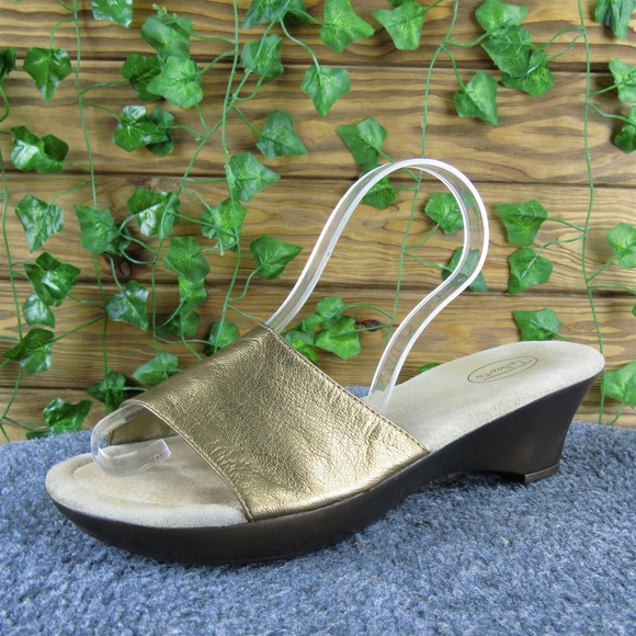 Talbots Women  Slide Gold Leather Sz 9 Medium Gently Used 2025 - Picture 1 of 6